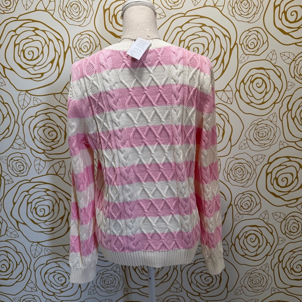 NWT Lands end drifter cotton cable crewneck sweater - Picture 3 of 5